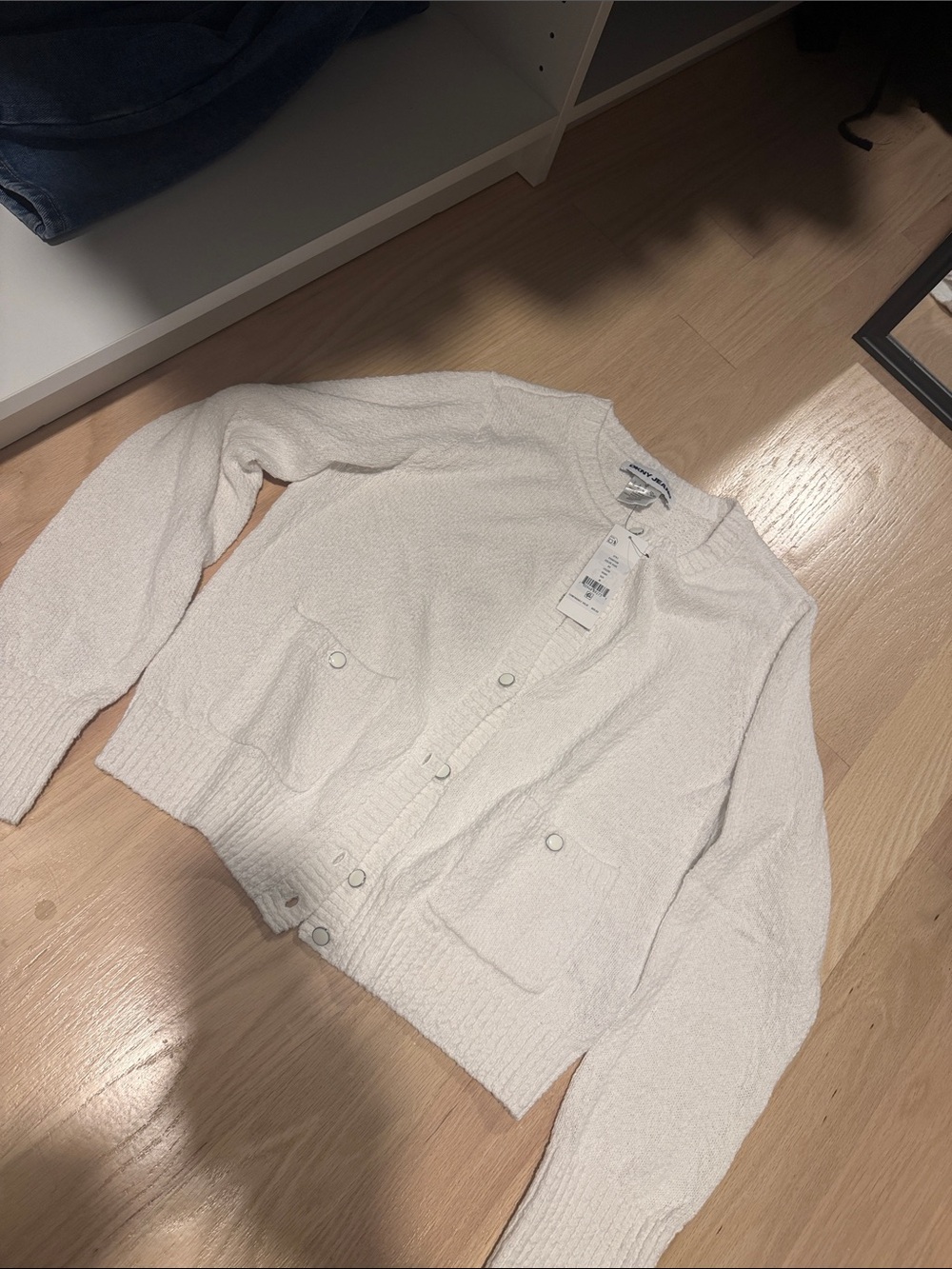DKNY Cream Textured Button-Front Women's Cardigan